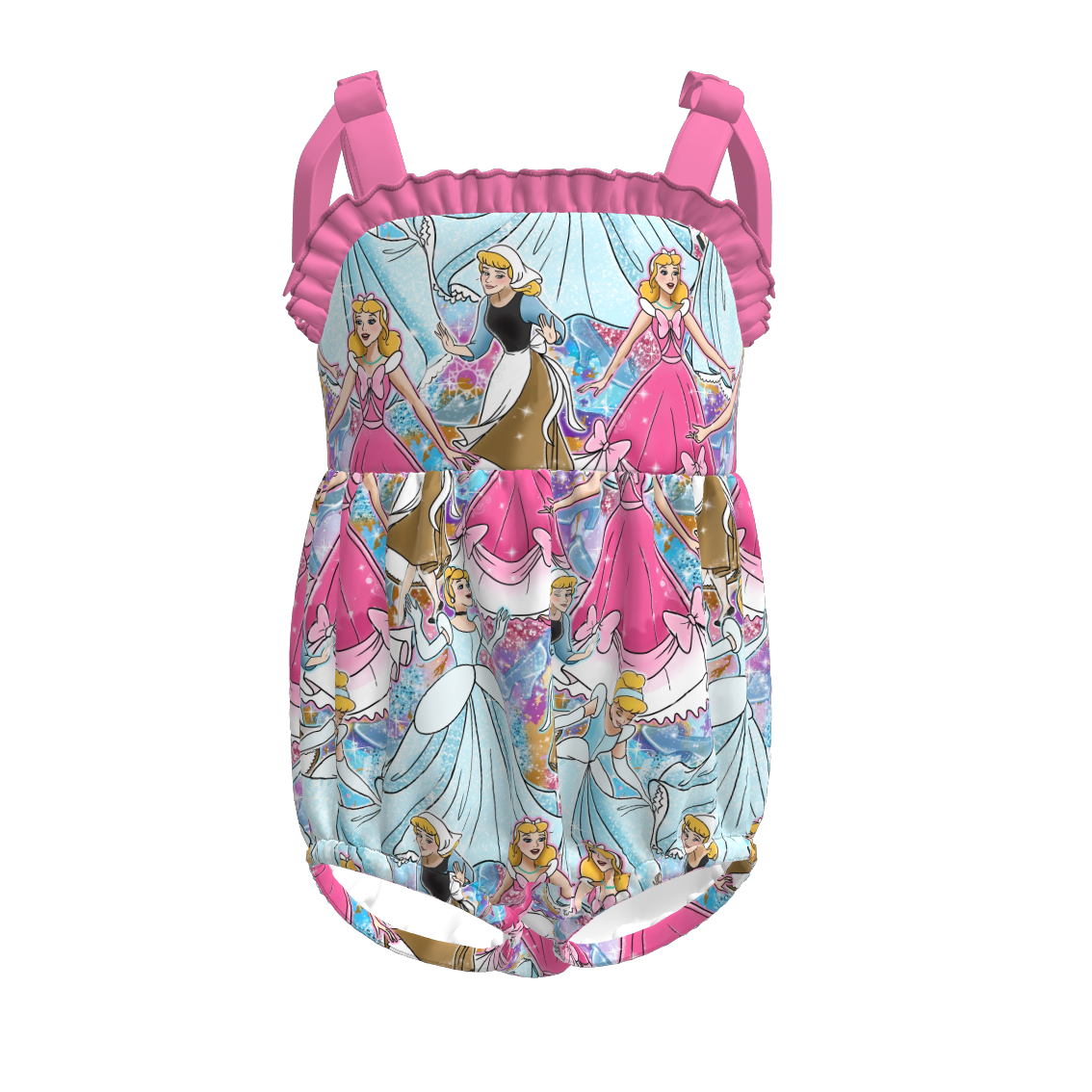 （Pre Order）Toddler Girls Spring and Summer Princess Print Romper