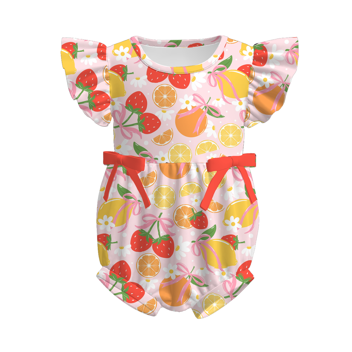 （Pre Order）Toddler Girls Spring and Summer Bow＆Dino Print Romper