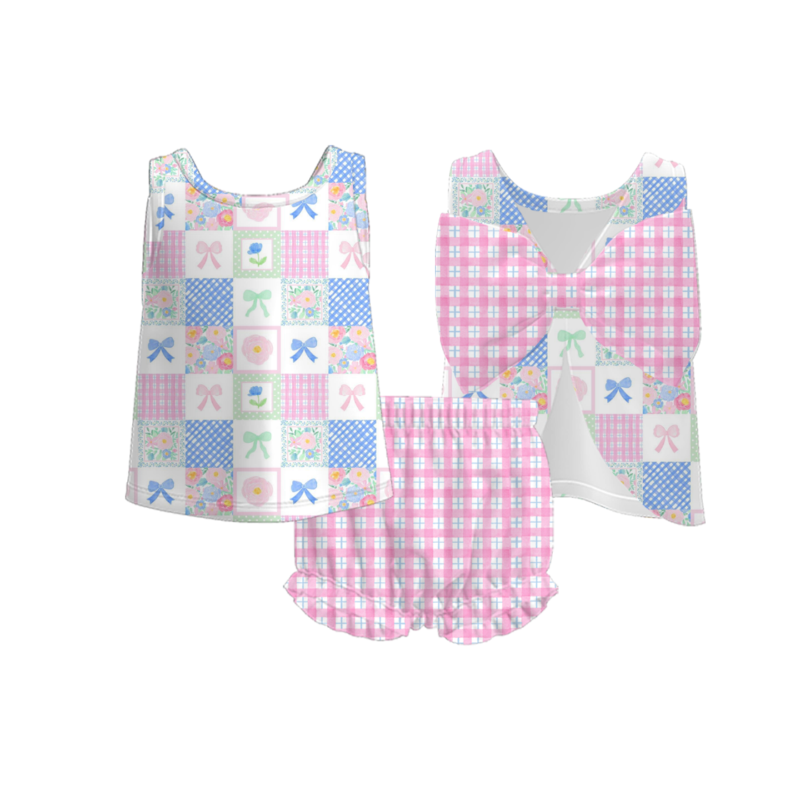 （Pre Order）Toddler Girls Spring and Summer Bow＆Dino Print Bloomer Set