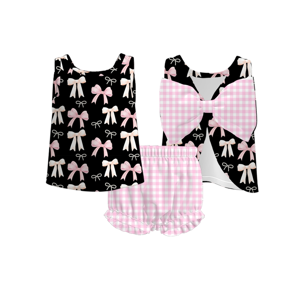 （Pre Order）Toddler Girls Spring and Summer Bow＆Dino Print Bloomer Set