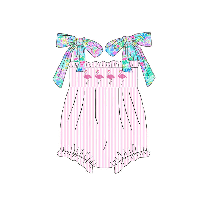 （Pre Order）Sister Spring and Summer Flamingo Print Dress,Romper＆Set