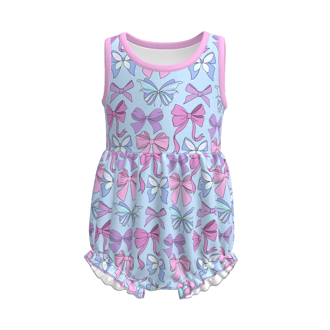 （Pre Order）Girls Spring and Summer Bow Print Dress,Set,Jumpsuit＆Romper
