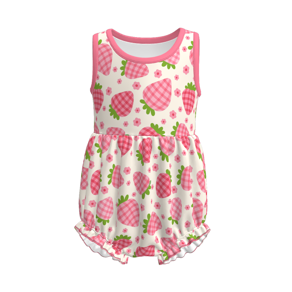 （Pre Order）Girls Spring and Summer Strawberry Print Dress,Set,Jumpsuit＆Romper