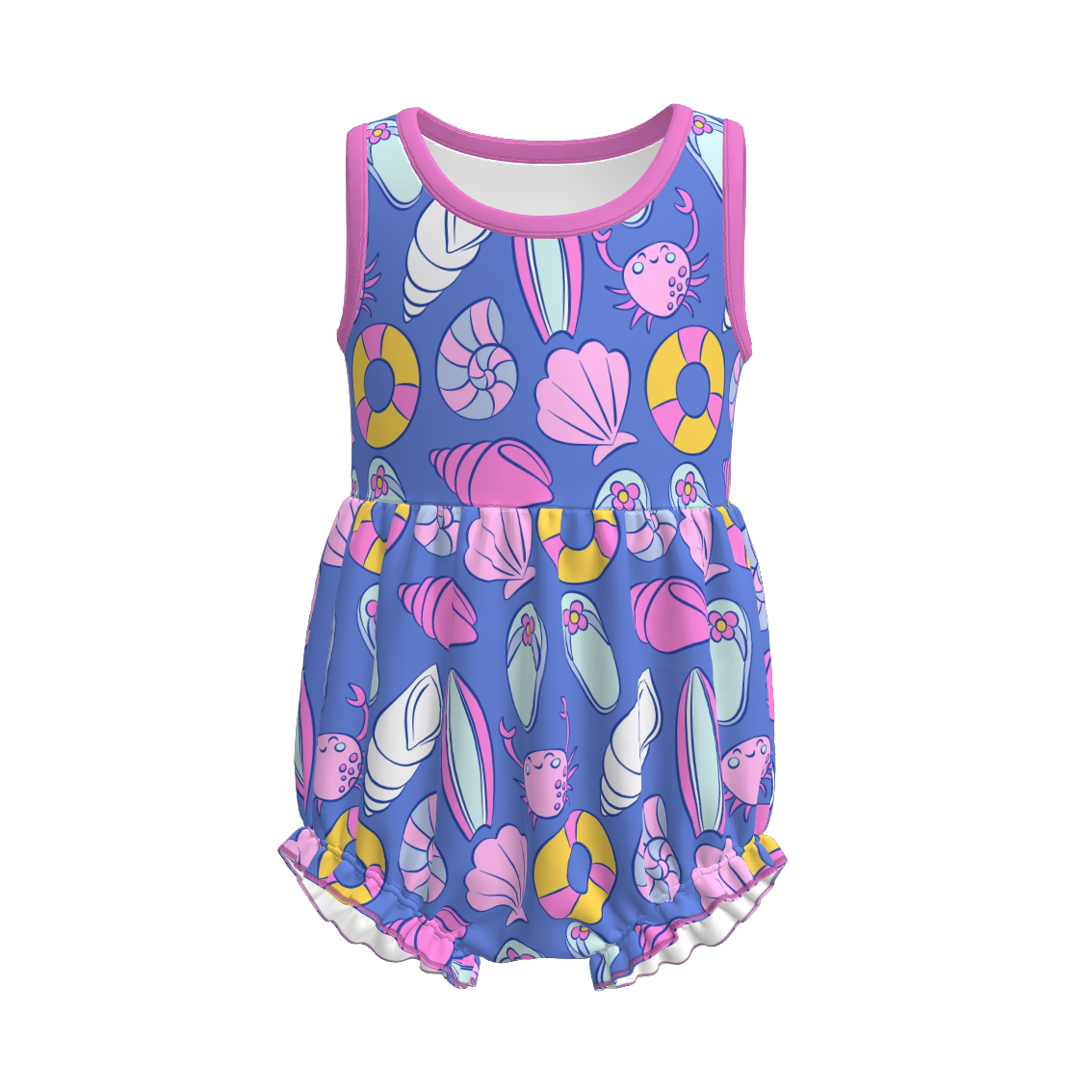 （Pre Order）Girls Spring and Summer Sea Shell Print Dress,Set,Jumpsuit＆Romper