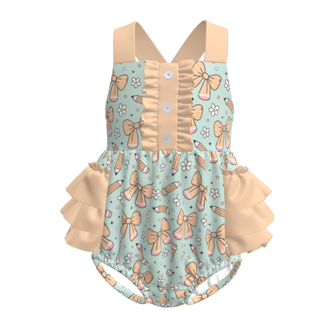 （Pre Order）Sister Summer Back To School Print Dress,Romper＆Set