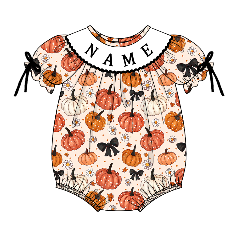 （Pre Order）Girls Halloween Embroidery Smocked Dress＆Romper
