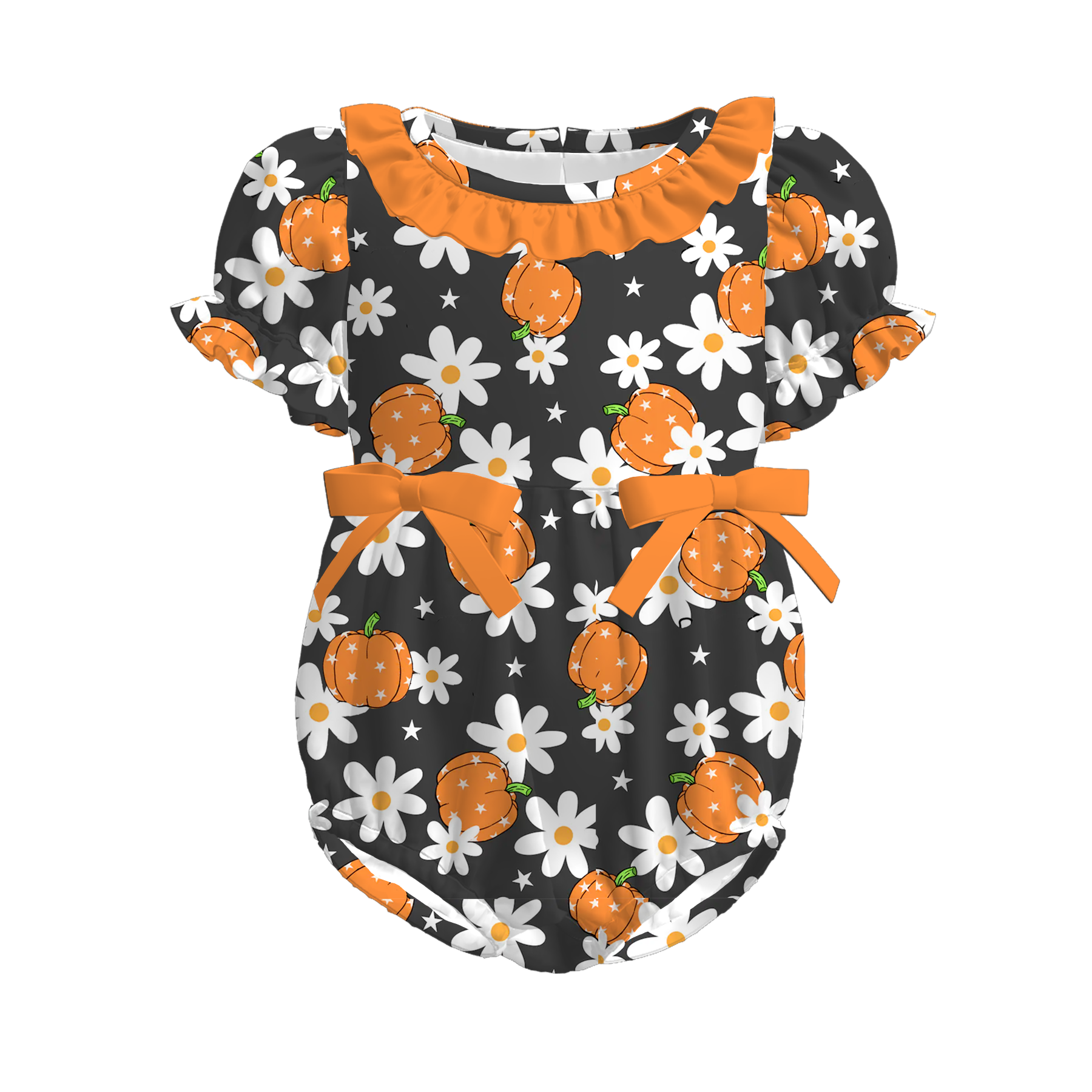 （Pre Order）Girls Halloween Pumpkin Print Dress＆Romper