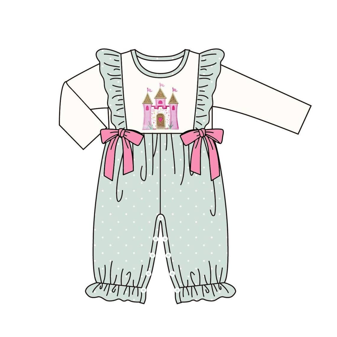 （Pre Order）Family Princess Castle Embroidery Dress,Set＆Romper