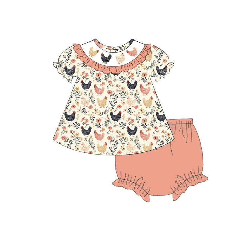（Pre Order）Family Fall&Winter Chick Embroidery Smocked Dress,Set＆Romper