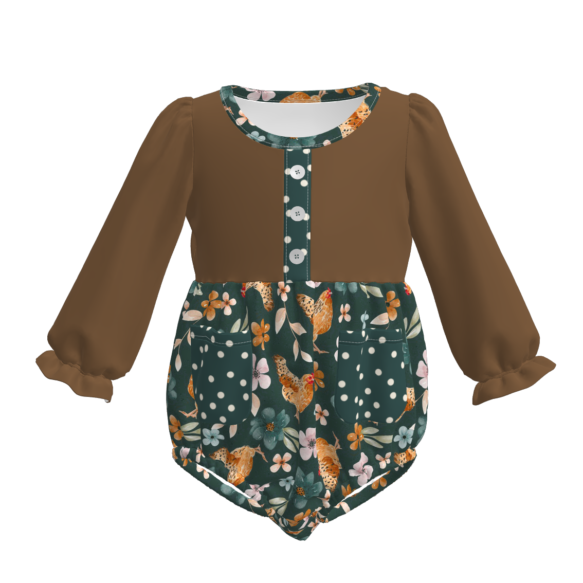 （Pre Order）Family Fall Chick Print Dress,Set＆Romper