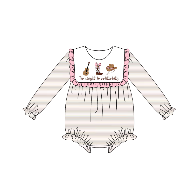 （Pre Order）Toddler Girls Fall Cowboy Embroidery Romper