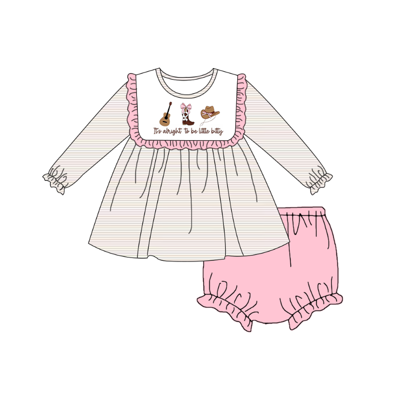 （Pre Order）Toddler Girls Fall Cowboy Embroidery Bloomer Set