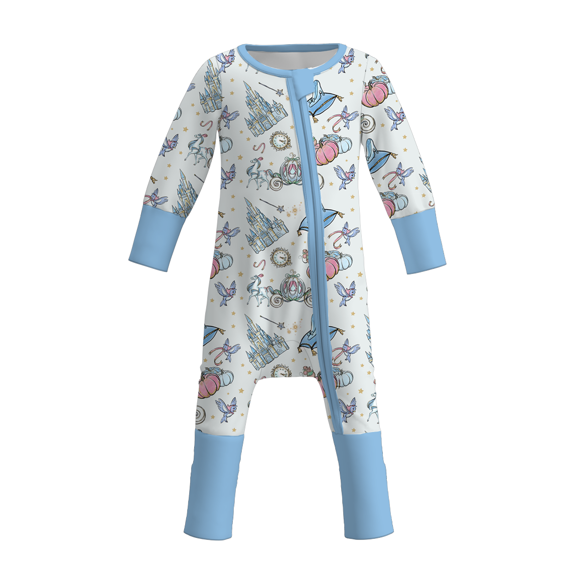（Pre Order）Toddler Girls Fall Princess Print Bamboo Fabric Romper