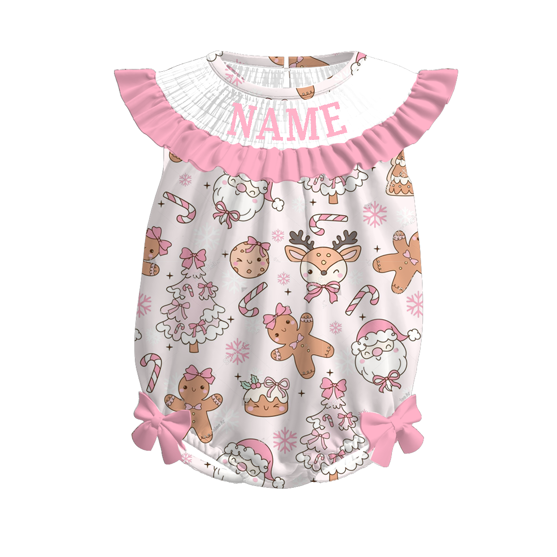 （Pre Order）Family Christmas Embroidery Smocked Dress＆Romper