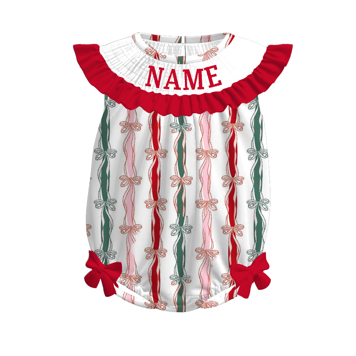 （Pre Order）Family Christmas Embroidery Smocked Dress＆Romper