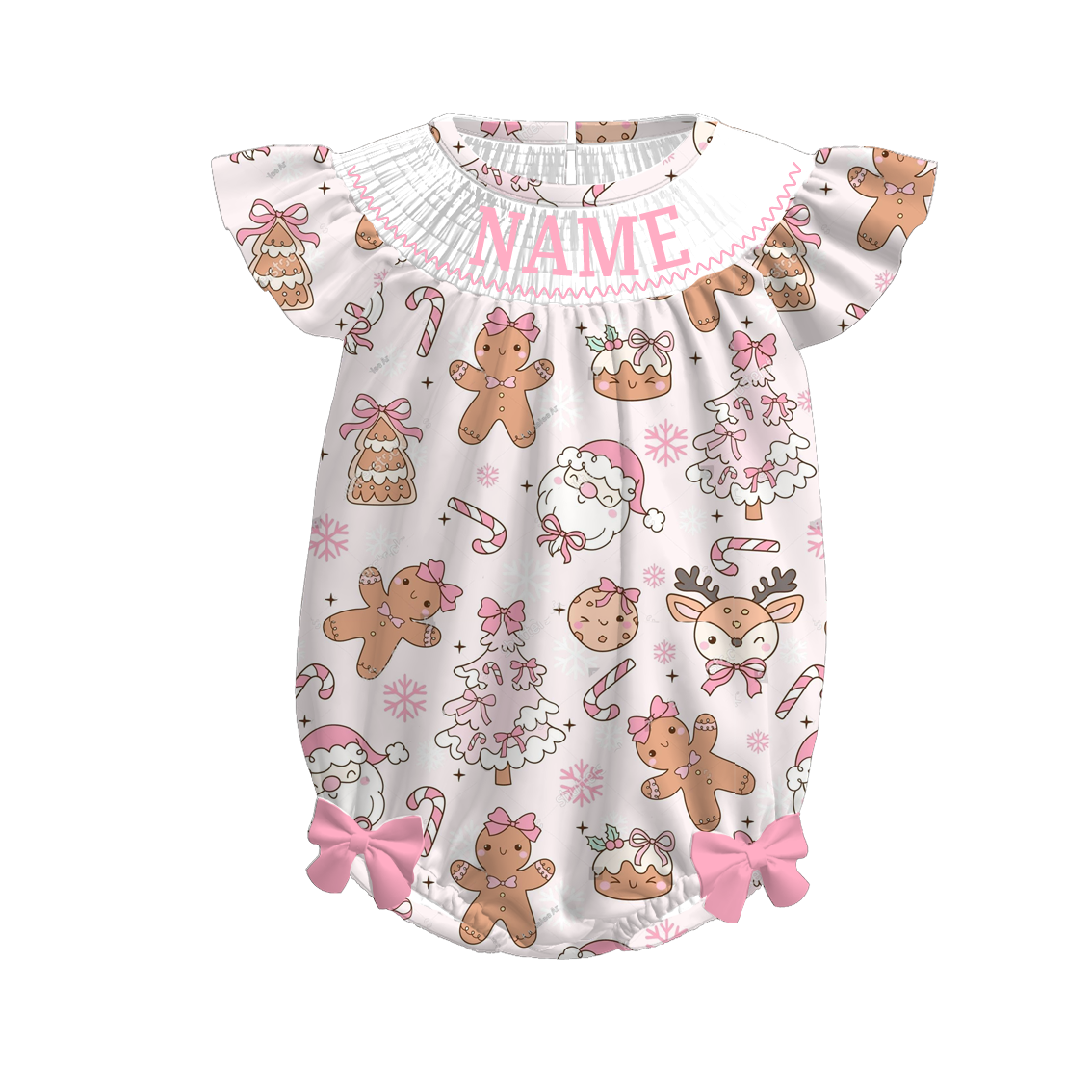 （Pre Order）Family Christmas Embroidery Smocked Dress＆Romper