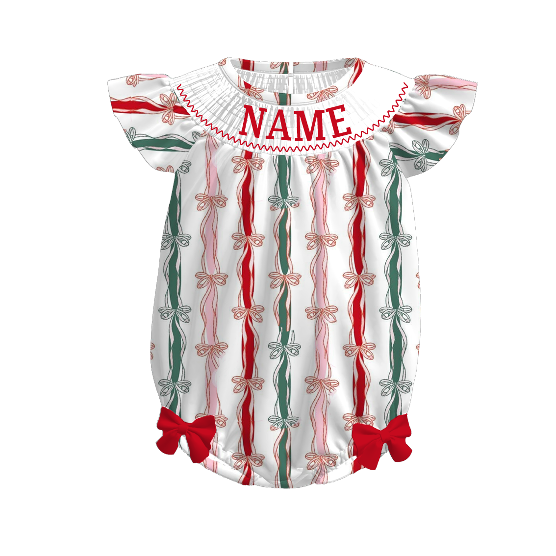（Pre Order）Family Christmas Embroidery Smocked Dress＆Romper