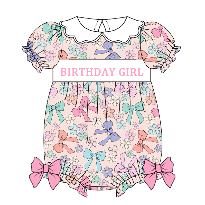 （Pre Order）Sisters Birthday Girl Embroidery Smocked Dress&Romper