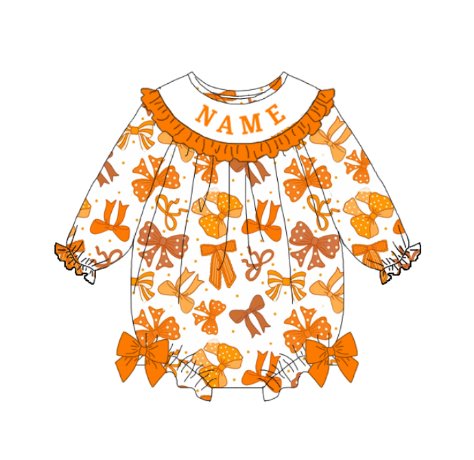 （Pre Order）Sisters Halloween Bow Embroidery Smocked Dress&Romper