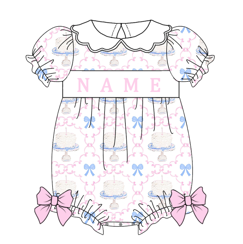 （Pre Order）Sibling Birthday Embroidery Smocked Dress,Romper＆Shorts Set