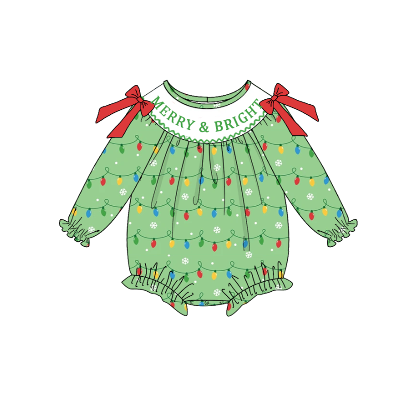 （Pre Order）Sisters Christmas Embroidery Smocked Dress&Romper