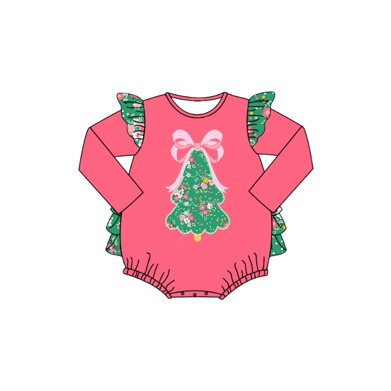 （Pre Order）Family Christmas Tree Applique Set&Romper