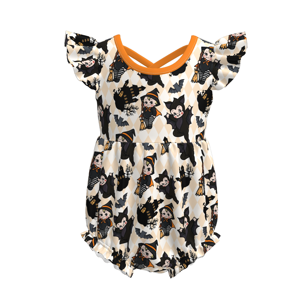 （Pre Order）Sisters Halloween Cartoon Print Dress＆Romper