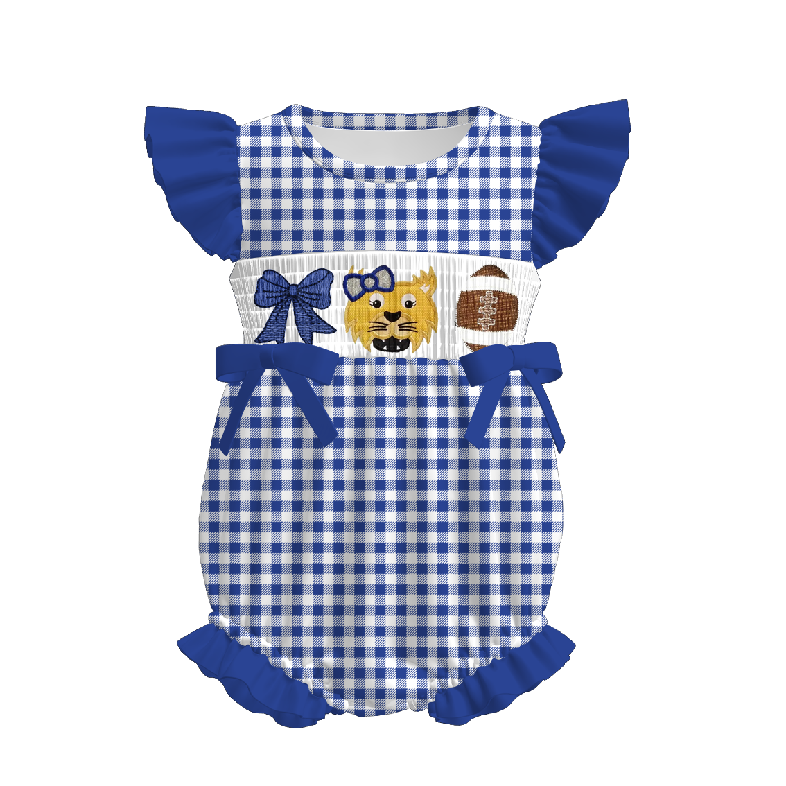 （Pre Order）Family Football Kentucky Embroidery Smocked Dress,Set&Romper