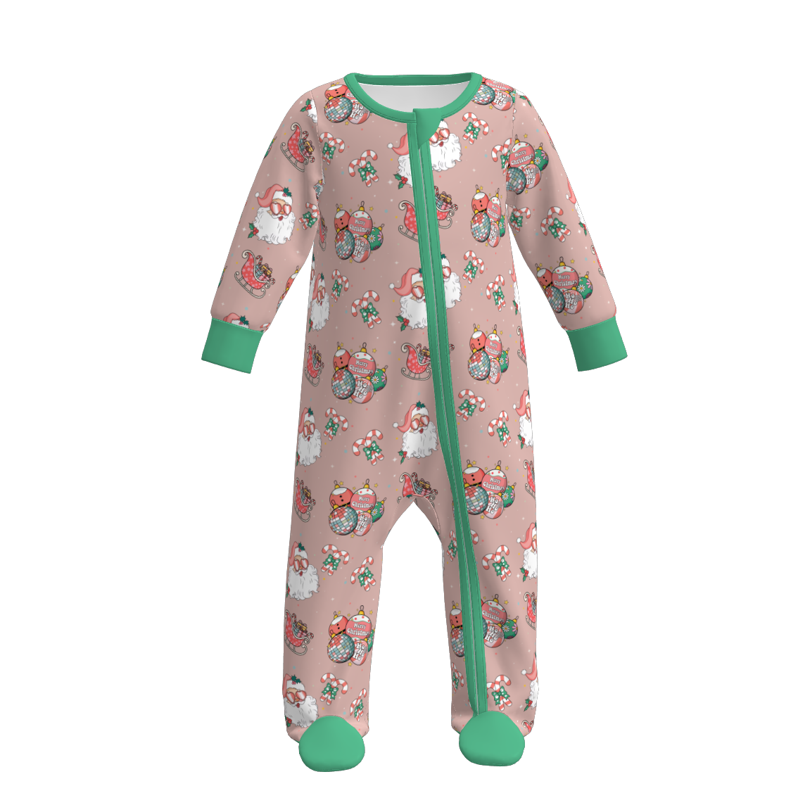 （Pre Order）Sisters Christmas Santa Claus Print Dress,Pajamas＆Romper