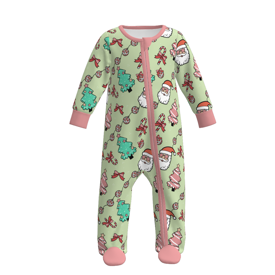 （Pre Order）Sisters Christmas Santa Claus Print Dress,Pajamas＆Romper