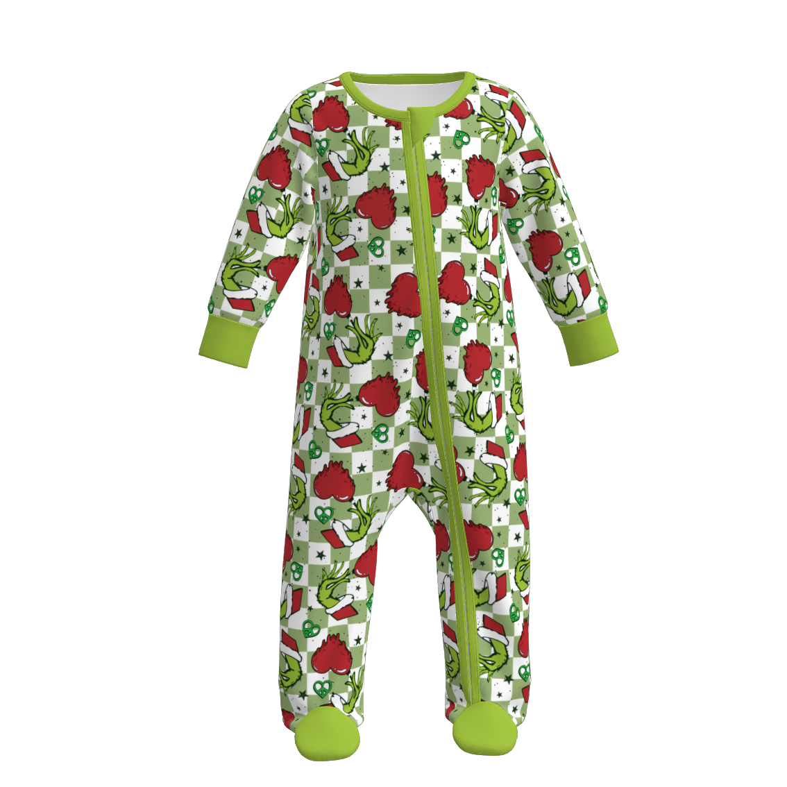 （Pre Order）Sisters Christmas Cartoon Print Dress,Pajamas＆Romper