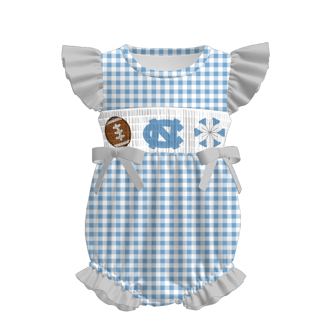 （Pre Order）Family Football UNC Embroidery Smocked Dress,Set&Romper