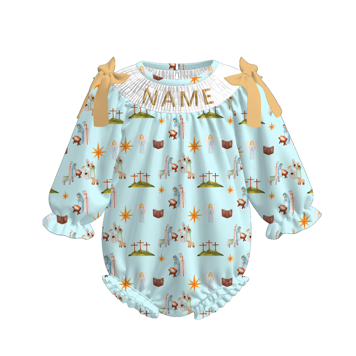 （Pre Order）Sisters Christmas Embroidery Smocked Dress＆Romper