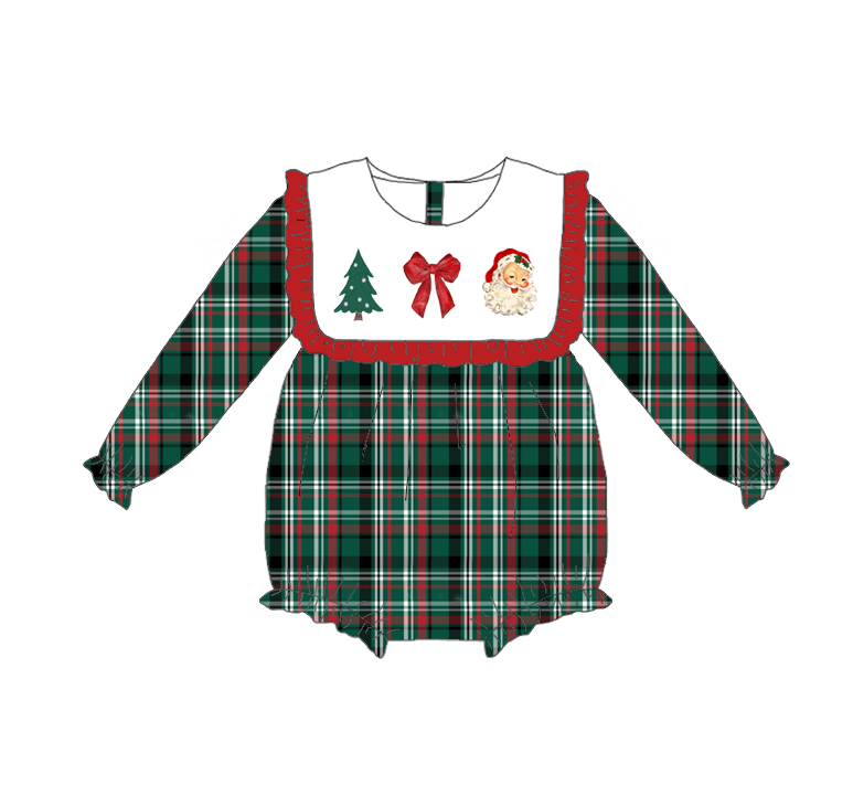 （Pre Order）Siblings Christmas Santa Claus Embroidery Smocked Dress,Set&Romper
