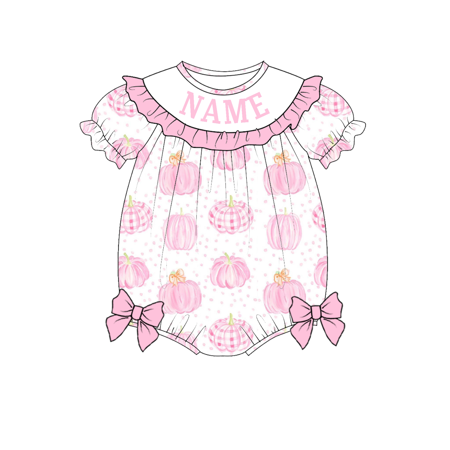 （Pre Order）Sisters Halloween Pumpkin Embroidery Smocked Dress&Romper