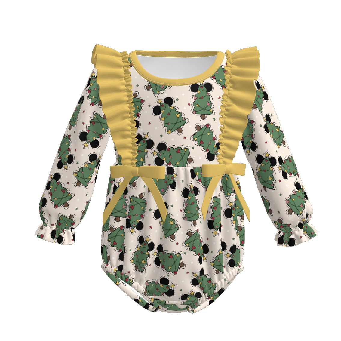 （Pre Order）Toddler Girls Christmas Cartoon Print Romper