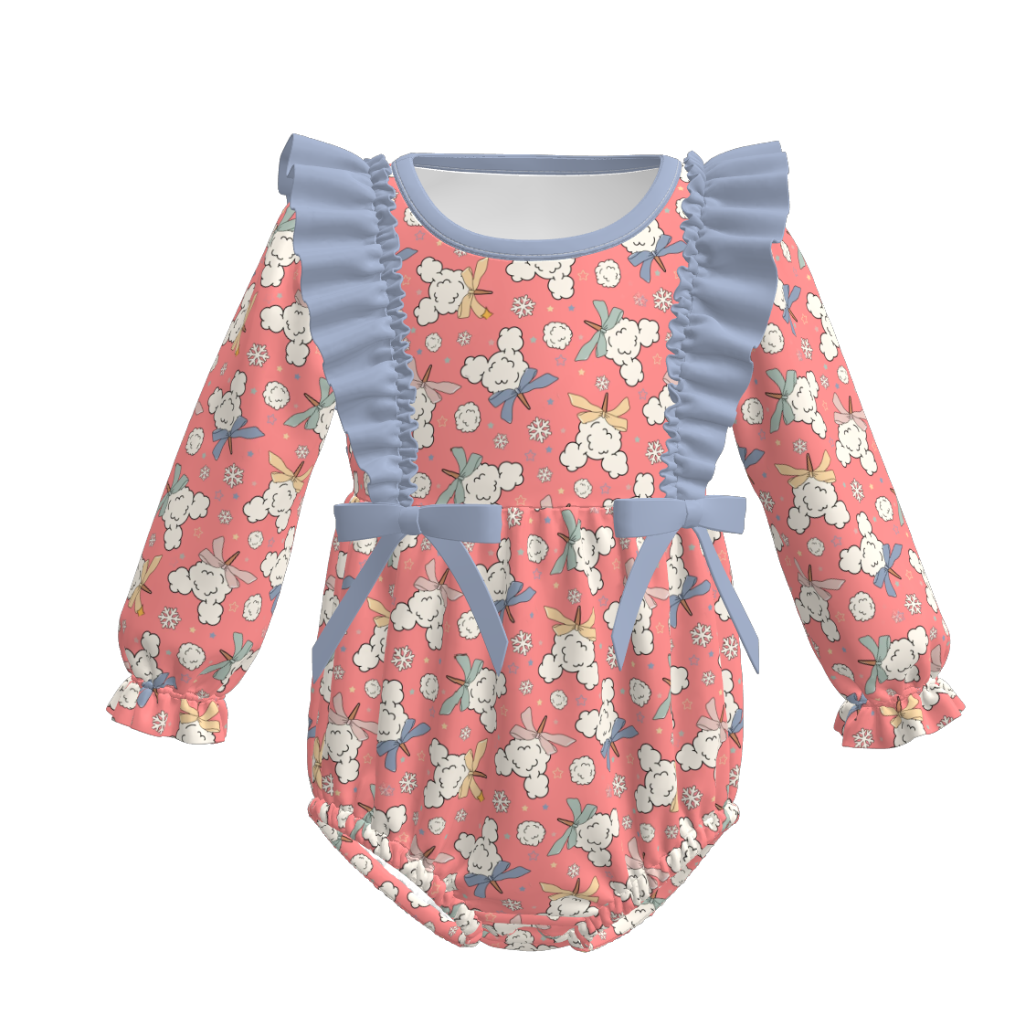 （Pre Order）Toddler Girls Christmas Cartoon Print Romper