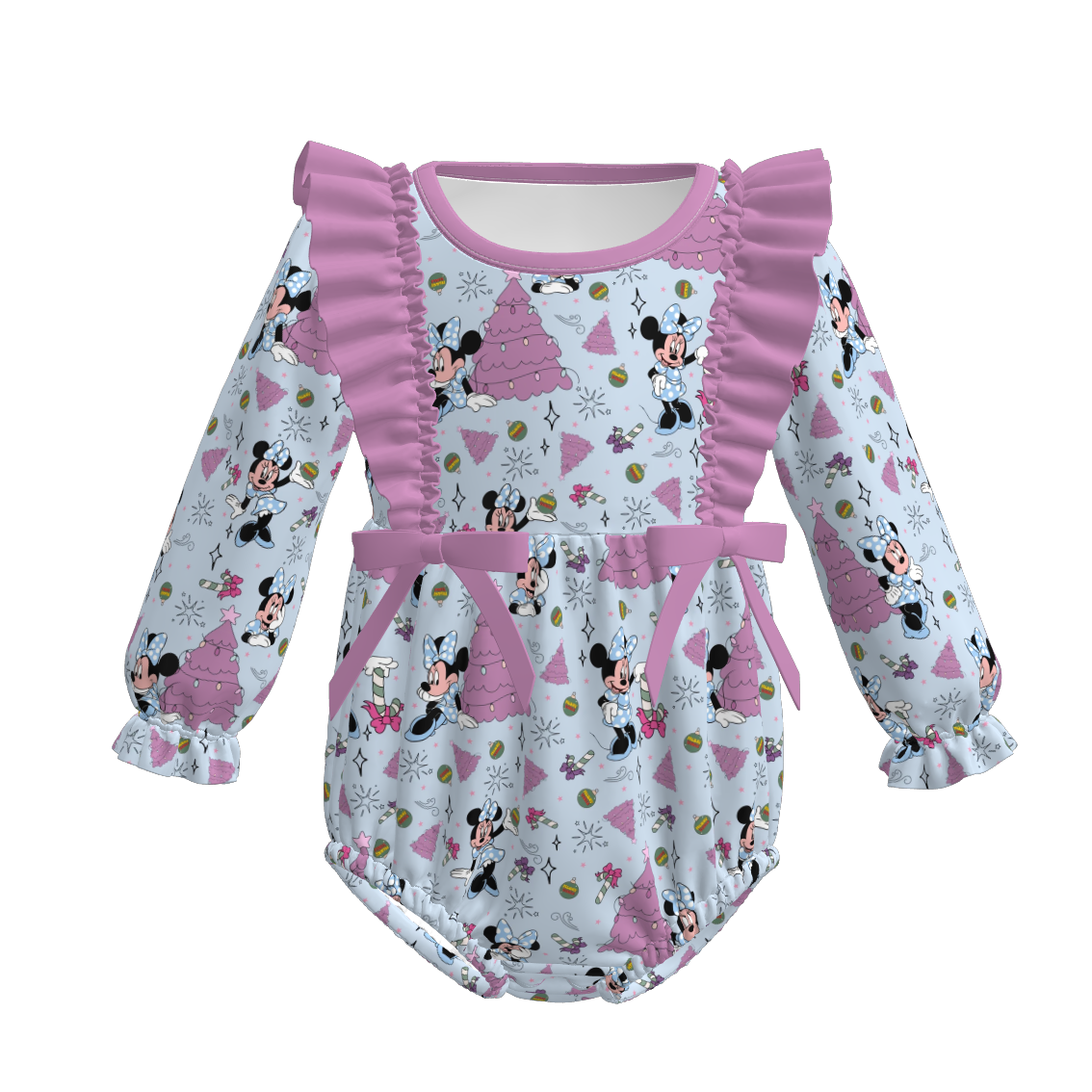 （Pre Order）Toddler Girls Christmas Cartoon Print Romper