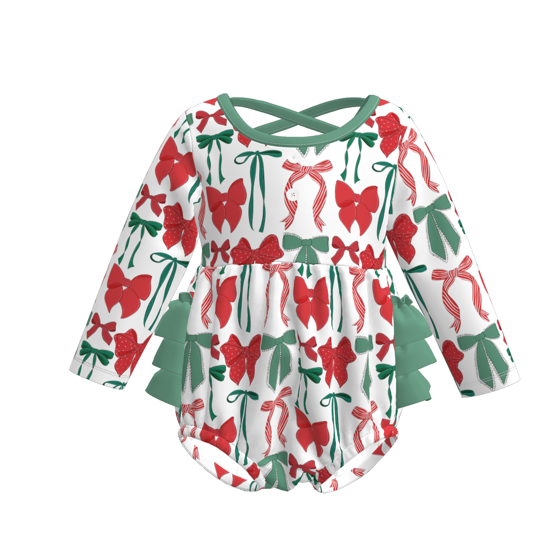 （Pre Order）Family Christmas Bow Print Dress,Set,Romper&Top