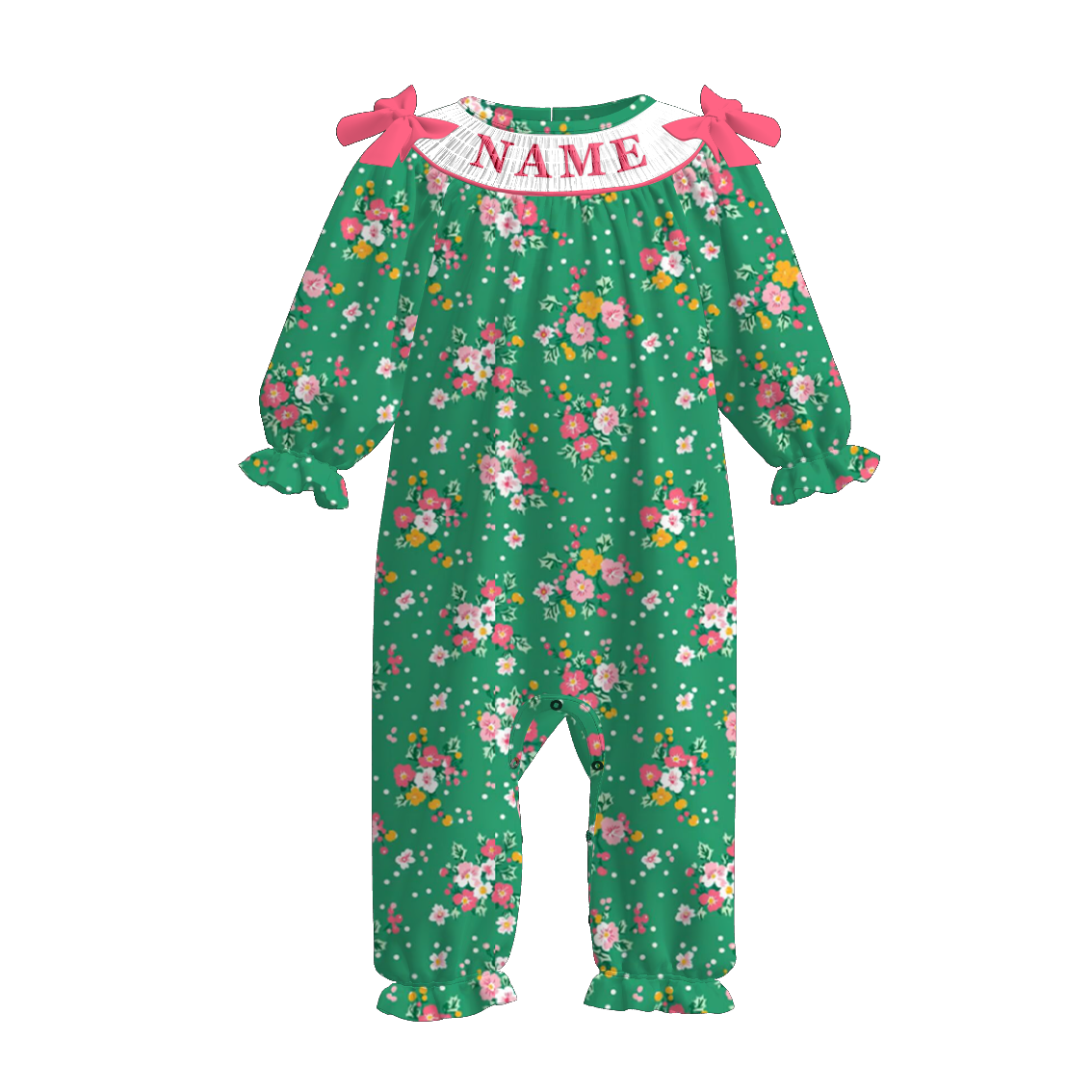 （Pre Order）Sisters Christmas Tree Embroidery Smocked Dress＆Romper