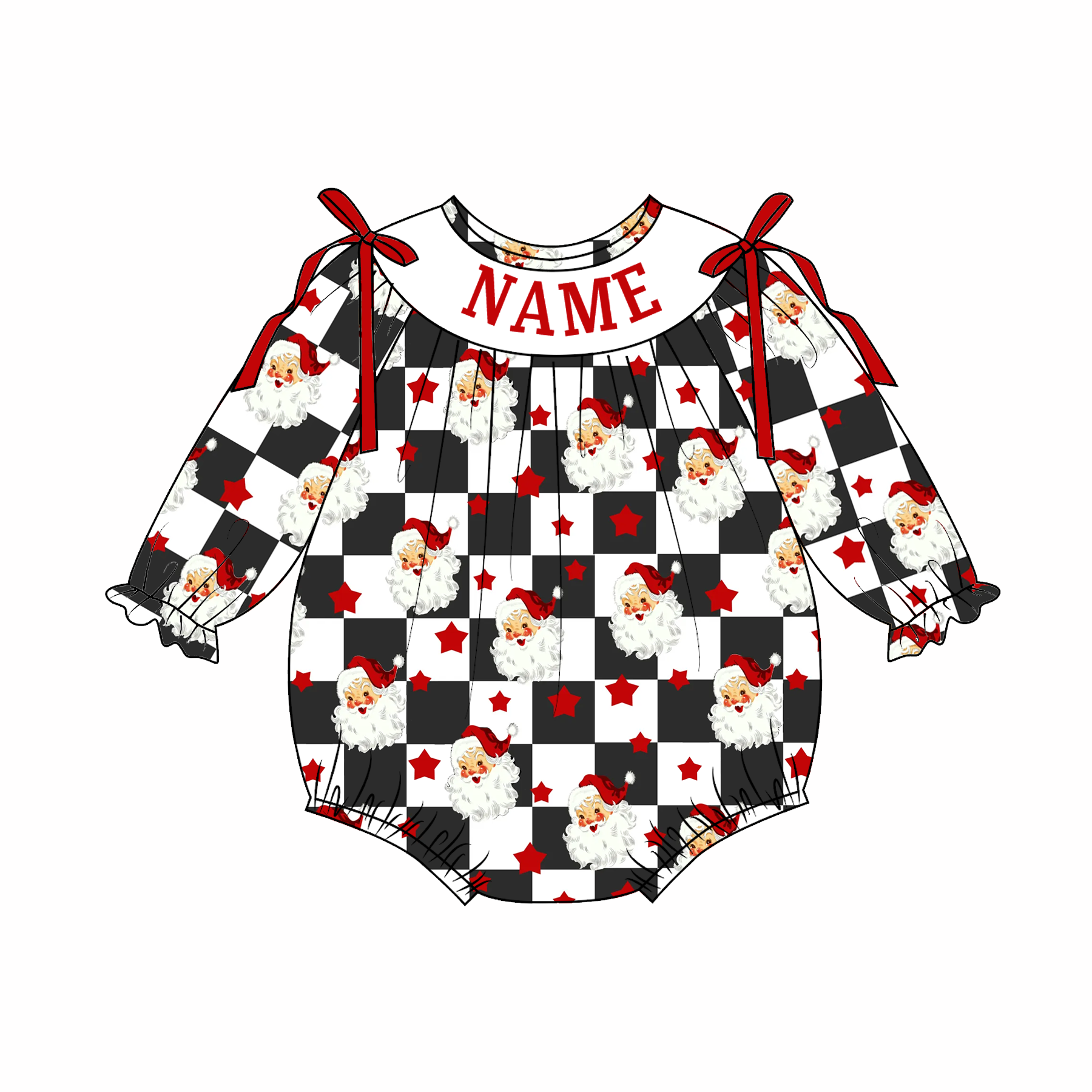 （Pre Order）Family Christmas Santa Claus Embroidery Smocked Set&Romper
