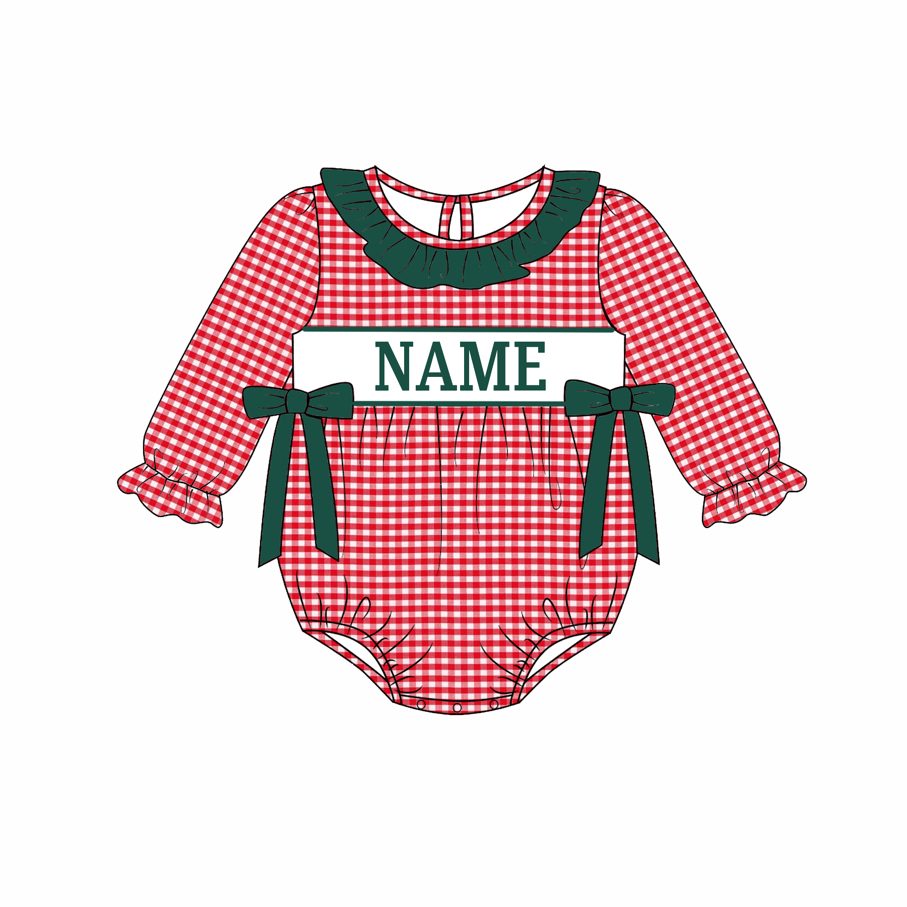 （Pre Order）Family Christmas Embroidery Smocked Dress,Set&Romper