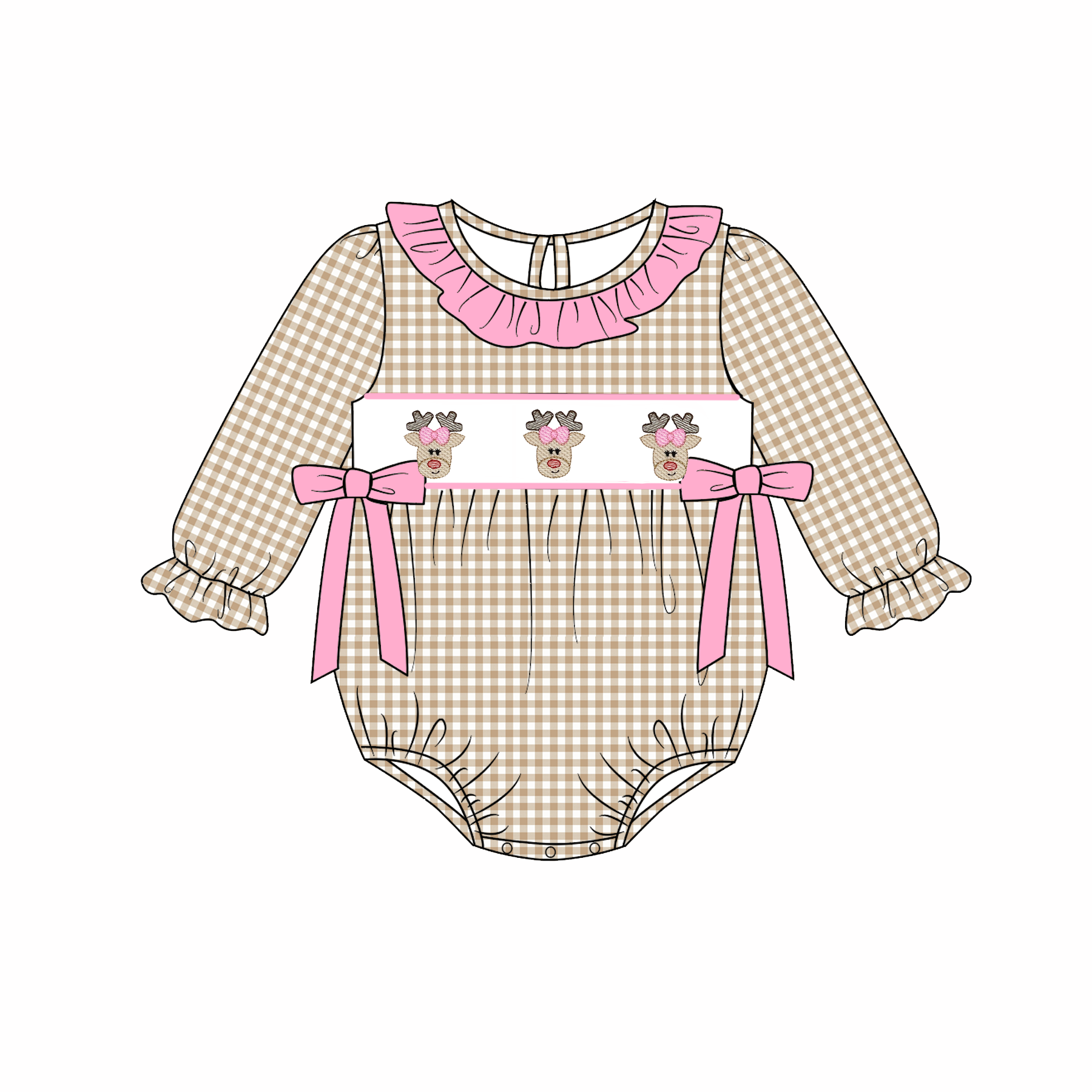 （Pre Order）Sisters Christmas Embroidery Smocked Dress&Romper