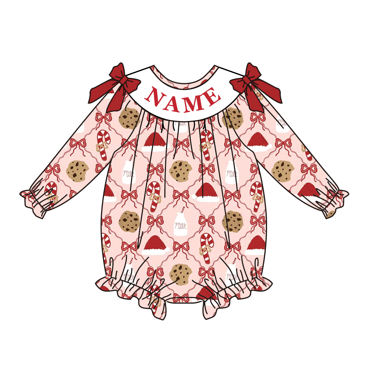（Pre Order）Family Christmas Embroidery Smocked Dress&Romper