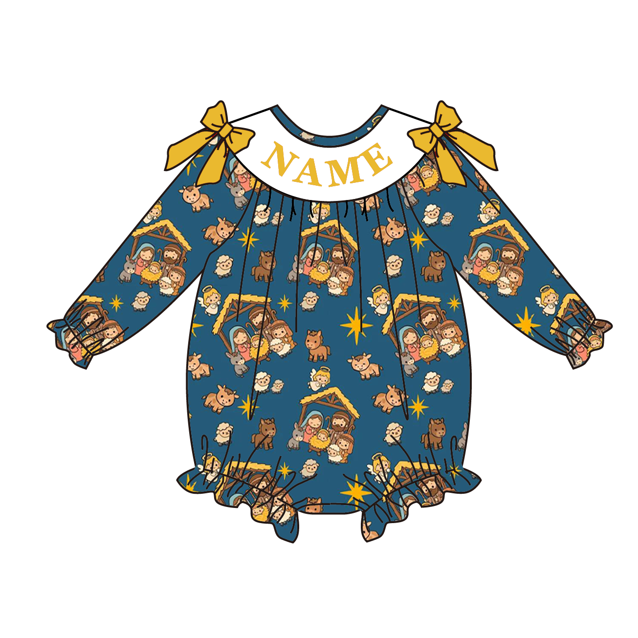 （Pre Order）Family Christmas Embroidery Smocked Dress&Romper