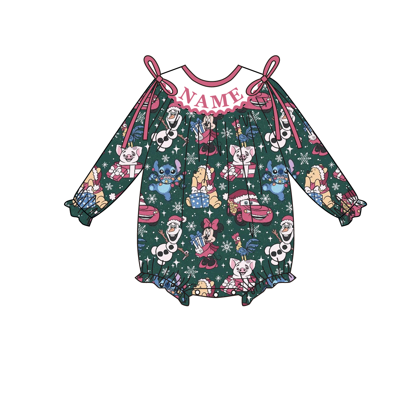 （Pre Order）Family Christmas Cartoon Embroidery Smocked Set&Romper