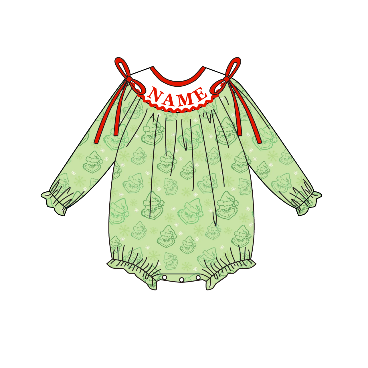 （Pre Order）Family Christmas Cartoon Embroidery Smocked Set&Romper