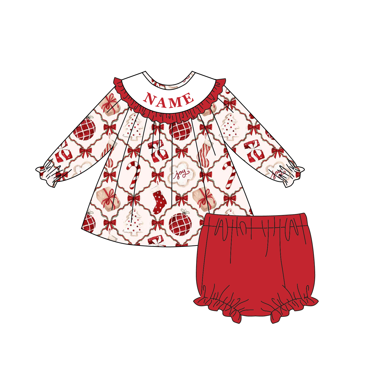 （Pre Order）Family Christmas Embroidery Smocked Set&Romper