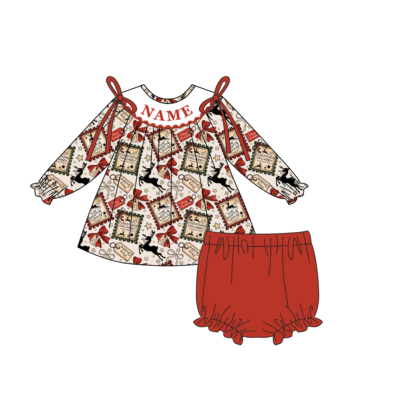 （Pre Order）Family Christmas Embroidery Smocked Set&Romper