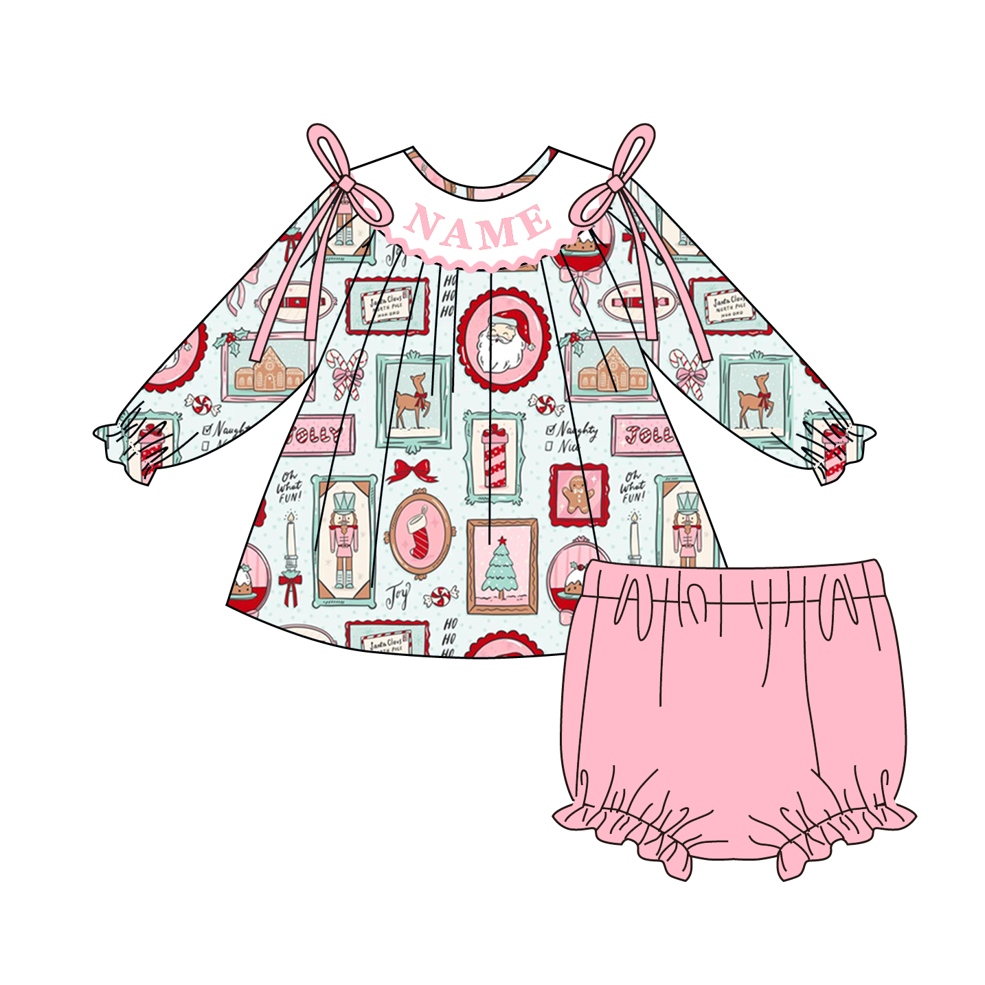 （Pre Order）Family Christmas Embroidery Smocked Set&Romper